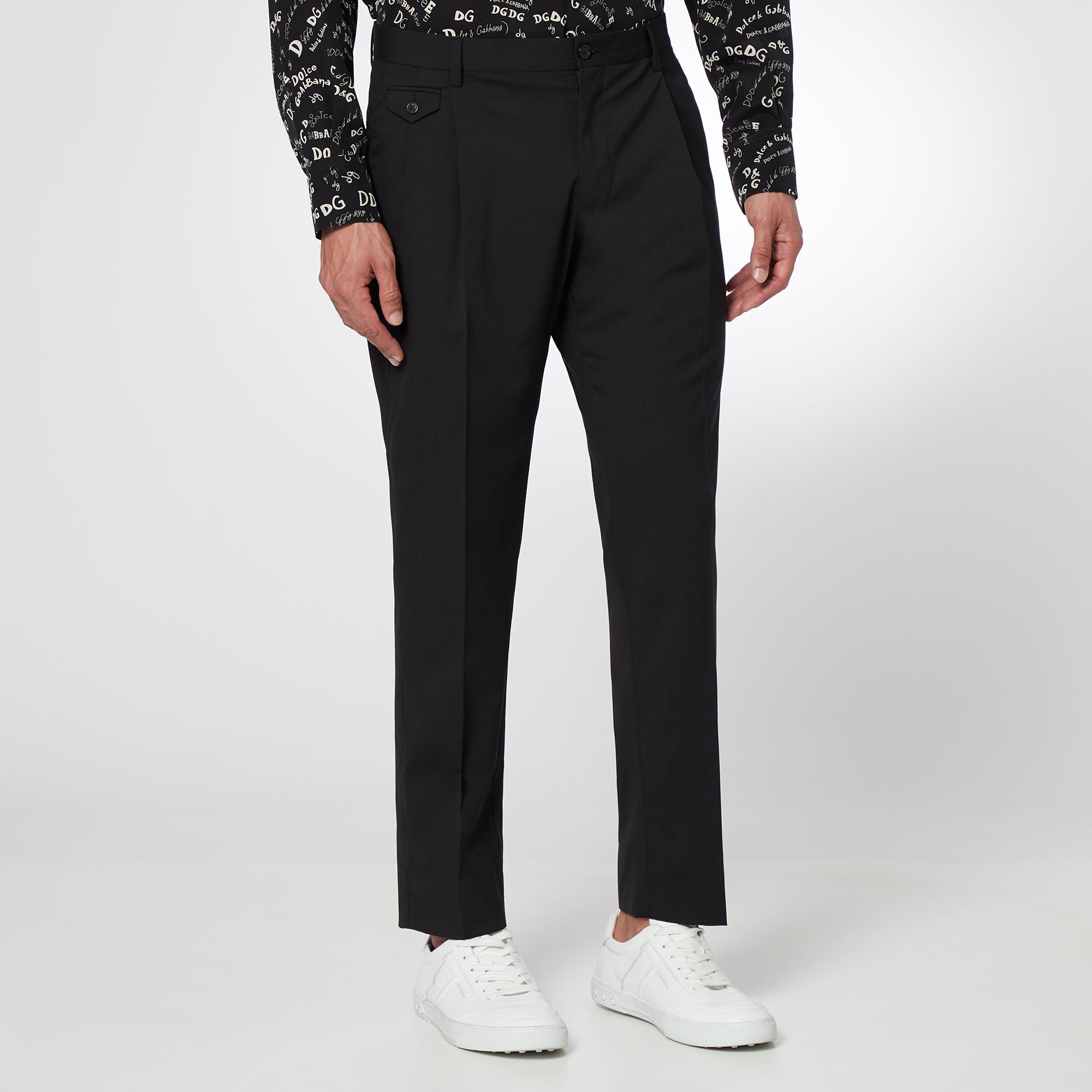 Wool Blend Straight Fit Trousers